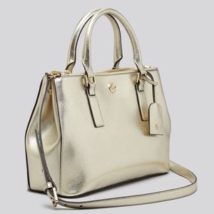 Tory Burch Robinson Satchel Pale Gold